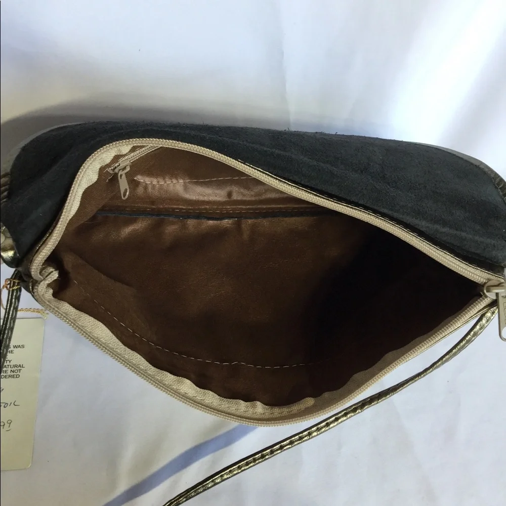 NWT leather envelope bag black or pewter 408